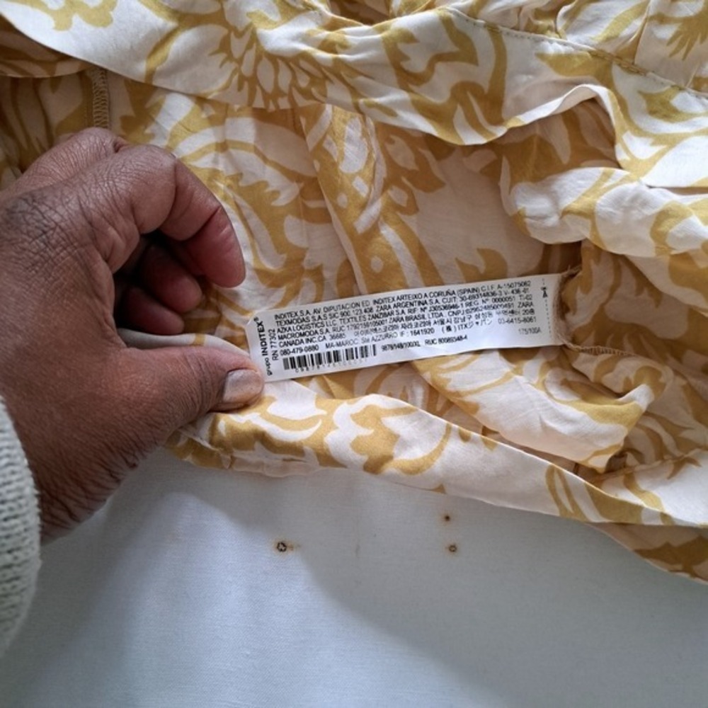 Zara Yellow Floral Damask Print Wrap Blouse Crop Top XL - Picture 7 of 9